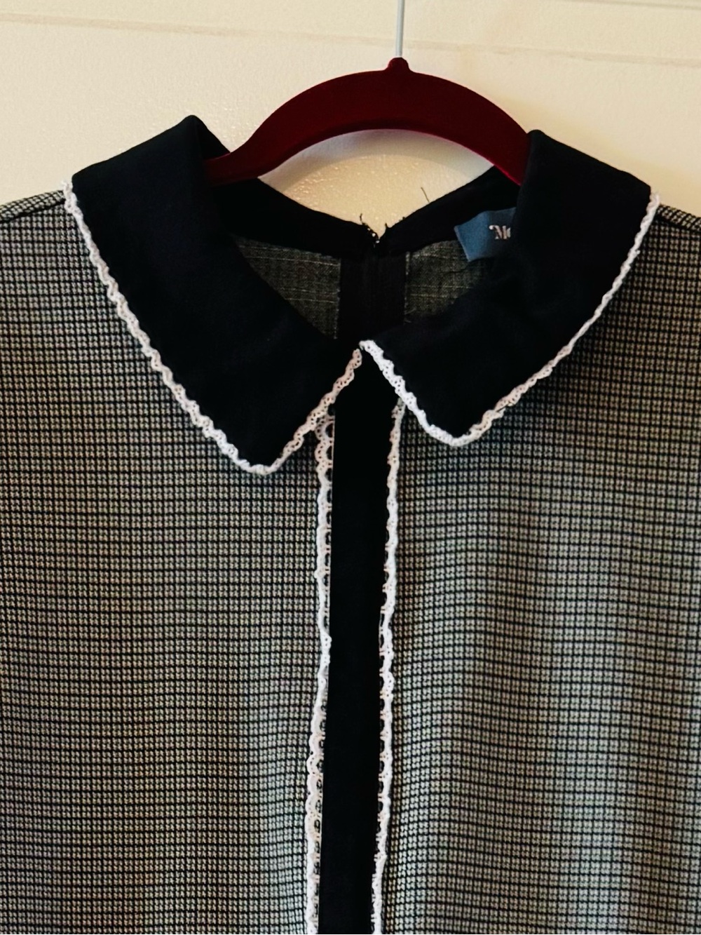 ModCloth Xl Retro Mod Scholar Houndstooth Collared Puff Sleeve Dress - Picture 3 of 12